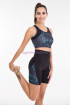 Siyah Renk  Mavi Desenli Lady 4003 Kadın Kısa Taytlı Büstiyerli Spor Takım