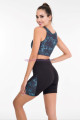 siyah renk  mavi desenli lady 4003 kadın kısa taytlı büstiyerli spor takım, lady-4003, lady pijama takımı, Lady