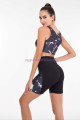 siyah renk  beyaz desenli lady 4004 kadın kısa taytlı büstiyerli spor takım, lady-4004, lady pijama takımı, Lady