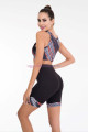 siyah renk kırmızı - beyaz çizgili lady 4006 kadın kısa taytlı büstiyerli spor takım, lady-4006, lady pijama takımı, Lady
