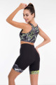 siyah renk, yeşil desenli lady 4010 kadın kısa taytlı büstiyerli spor takım, lady-4010, lady pijama takımı, Lady