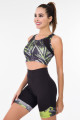 siyah renk, yeşil desenli lady 4010 kadın kısa taytlı büstiyerli spor takım, lady-4010, lady pijama takımı, Lady