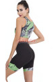 siyah renk, yeşil desenli lady 4011 kadın kısa taytlı büstiyerli spor takım, 8509990026844, lady pijama takımı, Lady