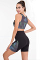 siyah renk, yeşil mavi desenli lady 4012 kadın kısa taytlı büstiyerli spor takım, lady-4012, lady pijama takımı, Lady
