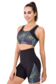 siyah renk, yeşil mavi desenli lady 4012 kadın kısa taytlı büstiyerli spor takım, lady-4012, lady pijama takımı, Lady