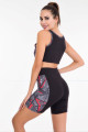 siyah renk, kırmızı desenli lady 4013 kadın kısa taytlı büstiyerli spor takım, lady-4013, lady pijama takımı, Lady