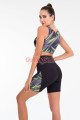 siyah renk ve desenli lady 4014 kadın kısa taytlı büstiyerli spor takım, qs-lady-4014-m, lady pijama takımı, Lady