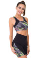 siyah renk ve desenli lady 4014 kadın kısa taytlı büstiyerli spor takım, qs-lady-4014-m, lady pijama takımı, Lady