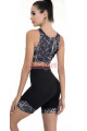 siyah renk, beyaz desenli lady 4016 kadın kısa taytlı büstiyerli spor takım, 8509990026875, lady pijama takımı, Lady