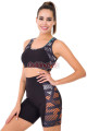 siyah renk ve desenli lady 4018 kadın kısa taytlı büstiyerli spor takım, qs-lady-4018-m, lady pijama takımı, Lady