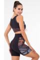 siyah renk ve desenli lady 4018 kadın kısa taytlı büstiyerli spor takım, qs-lady-4018-m, lady pijama takımı, Lady