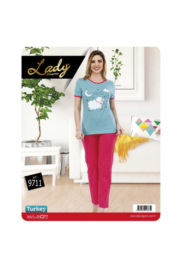 lady 9711 kısa kol bayan pijama takımı - art 9711, lady-9711, lady pijama takımı, Lady