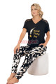 siyah - beyaz renkli ve desenli lady 12589 düz paça pamuk viskon kadınların tercihi kısa kol pijama takımı, 8509990029647, lady pijama takımı, Lady