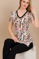 siyah beyaz renkli ve desenli lady 12486 dar paça taytlı pamuk viskon kadınların tercihi kısa kol pijama takımı, 8509990025861, lady pijama takımı, Lady