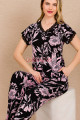 siyah renk ve çiçek desenli lady 12495 pamuk viskon kadın kısa kol pijama takımı, 8509990024017, lady pijama takımı, Lady
