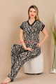 siyah renk ve zebra desenli lady 12497 pamuk viskon kadın kısa kol pijama takımı, 8509990023959, lady pijama takımı, Lady