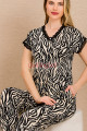 siyah renk ve zebra desenli lady 12497 pamuk viskon kadın kısa kol pijama takımı, 8509990023959, lady pijama takımı, Lady