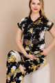 siyah renk ve çiçek desenli lady 12498 pamuk viskon kadın kısa kol pijama takımı, 8509990024833, lady pijama takımı, Lady