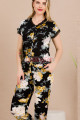 siyah renk ve çiçek desenli lady 12498 pamuk viskon kadın kısa kol pijama takımı, 8509990024833, lady pijama takımı, Lady