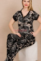 siyah renk ve çiçek desenli lady 12499 pamuk viskon kadın kısa kol pijama takımı, 8509990024864, lady pijama takımı, Lady