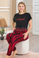 siyah renk ve zebra desenli lady 12559 pamuk viskon kadın kısa kol pijama takımı, 8509990024048, lady pijama takımı, Lady
