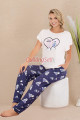 lacivert renk ve desenli lady 12584 düz paça pamuk viskon kadın kısa kol pijama takımı, 8509990024307, lady pijama takımı, Lady