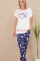 lacivert renk ve desenli lady 12584 düz paça pamuk viskon kadın kısa kol pijama takımı, 8509990024307, lady pijama takımı, Lady
