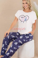 lacivert renk ve desenli lady 12584 düz paça pamuk viskon kadın kısa kol pijama takımı, 8509990024307, lady pijama takımı, Lady
