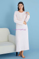 pembe renk tuba 23462 uzun kol dantel detaylı 2li ve sabahlıklı hamile gecelik takım set, tuba-pembe-23462, tuba pijama takımı, Tuba