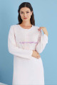 pembe renk tuba 23462 uzun kol dantel detaylı 2li ve sabahlıklı hamile gecelik takım set, tuba-pembe-23462, tuba pijama takımı, Tuba