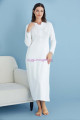ekru renk tuba 23463 uzun kol dantel detaylı 2li ve sabahlıklı hamile gecelik takım set, tuba-ekru-23463, tuba pijama takımı, Tuba