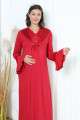 kırmızı renk dantel detaylı erdeniz 2259 2 parça sabahlıklı hamile gecelik takım, erdeniz-ki-2259, erdeniz pijama takımı