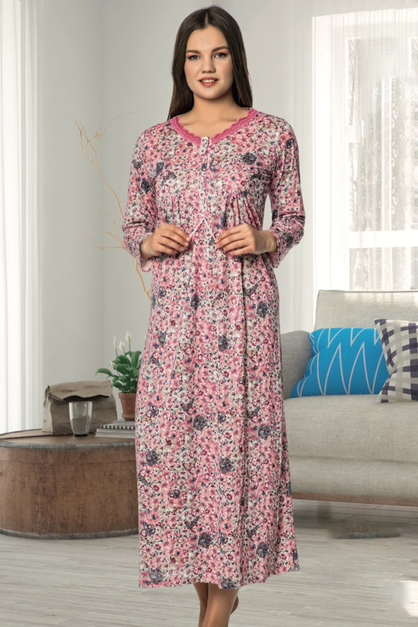 hamile geceliği erdeniz 4744 çiçek desenli lohusa gecelik m - 4xl bedenler, erdeniz4744, erdeniz pijama takımı, Erdeniz