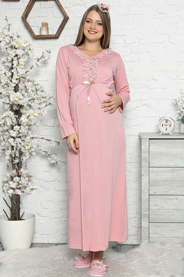 hamile geceliği erdeniz 700 pembe renkli lohusa gecelik, erdeniz 700, erdeniz pijama takımı, Erdeniz