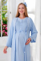 bebe mavi renk dantel detaylı erdeniz 2284 sabahlıklı 2li hamile gecelik takım, 8509990013042, erdeniz pijama takımı, Erdeniz