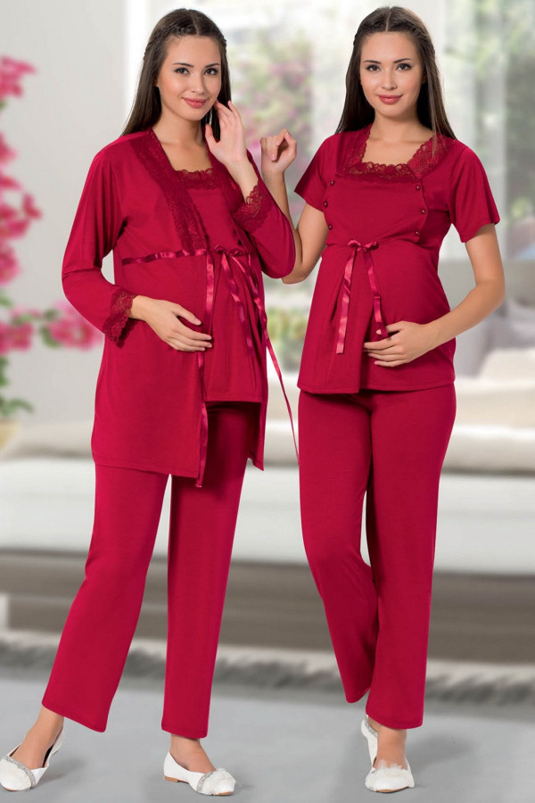 sabahlıklı lohusa pijama takımı jenika 25998 - jenika lohusa giyim 3lü sabahlıklı hamile pijaması, jenika25998, lohusa pijama takımları, Jenika