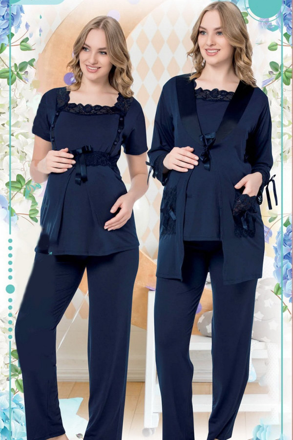 sabahlıklı lohusa pijama takımı jenika 35701 - jenika lohusa giyim 3lü sabahlıklı hamile pijaması, jenika35701, lohusa pijama takımları, Jenika
