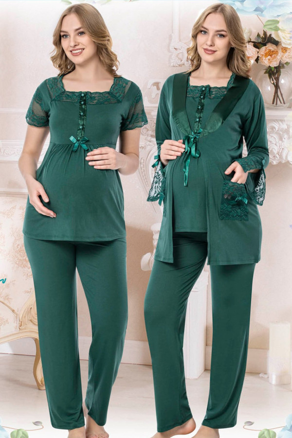 sabahlıklı lohusa pijama takımı jenika 35710 - jenika lohusa giyim 3lü sabahlıklı hamile pijaması, jenika35710, lohusa pijama takımları, Jenika