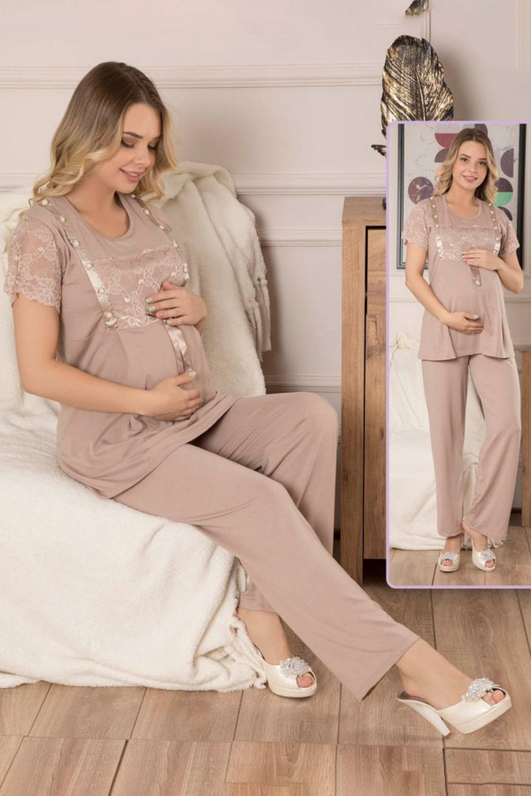 lohusa pijama takımı jenika 40636 - jenika lohusa giyim 2 li hamile pijaması, jenika40636, lohusa pijama takımları