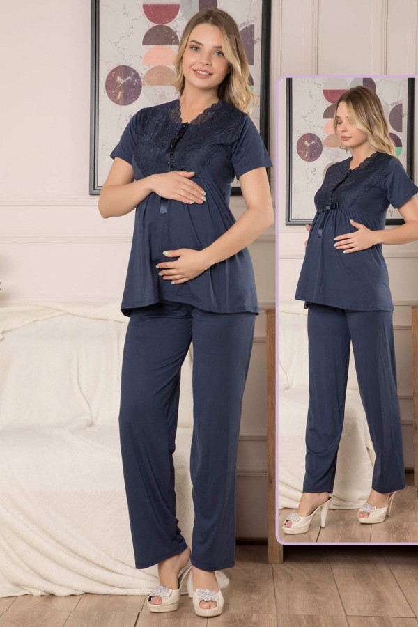 lohusa pijama takımı jenika 40656 - jenika lohusa giyim 2 li hamile pijaması, jenika40656, lohusa pijama takımları, Jenika