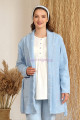 mavi renk baha 4407 uzun kol 3lü ve wellsoft sabahlıklı hamile pijama takım set, baha-mavi-4407, lohusa pijama takımları