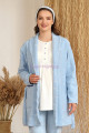 mavi renk baha 4407 uzun kol 3lü ve wellsoft sabahlıklı hamile pijama takım set, baha-mavi-4407, lohusa pijama takımları, Baha