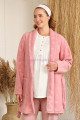 pembe renk baha 4407 uzun kol  3 lü ve wellsoft sabahlıklı hamile pijama takım set, baha-pembe-4407, lohusa pijama takımları, Tuba