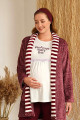 bordo renk baha 4419 uzun kol 3lü ve wellsoft sabahlıklı hamile pijama takım set, baha-bordo-4419, lohusa pijama takımları, Baha