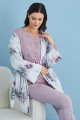 lila renk tuba 23560 uzun kol dantel detaylı 3 lü ve sabahlıklı hamile pijama takım set, tuba-lila-23560, lohusa pijama takımları, Tuba