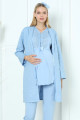 bebe mavi renk erdeniz 3392 uzun kol dantel detaylı 3 lü ve sabahlıklı hamile pijama takımı, erdeniz-bebemavi-3392, lohusa pijama takımları