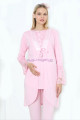 pembe renk erdeniz 3393 uzun kol dantel detaylı 3 lü ve sabahlıklı hamile pijama takımı, erdeniz-pembe-3393, lohusa pijama takımları, Erdeniz