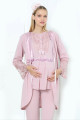 pudra renk erdeniz 3393 uzun kol dantel detaylı 3 lü ve sabahlıklı hamile pijama takımı, erdeniz-pudra-3393, lohusa pijama takımları