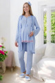 somon renk dantel detaylı derin patlı, erdeniz 3427 kışlık sabahlıklı 3lü lohusa pijama takımı, 8509990002978, lohusa pijama takımları, Erdeniz