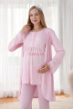 pembe renk dantel detaylı derin patlı, erdeniz 3427 kışlık sabahlıklı 3lü lohusa pijama takımı, 8509990002893, lohusa pijama takımları, Erdeniz